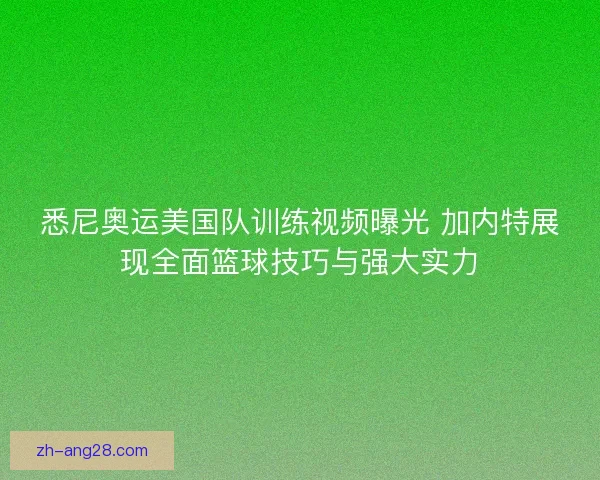悉尼奥运美国队训练视频曝光 加内特展现全面篮球技巧与强大实力